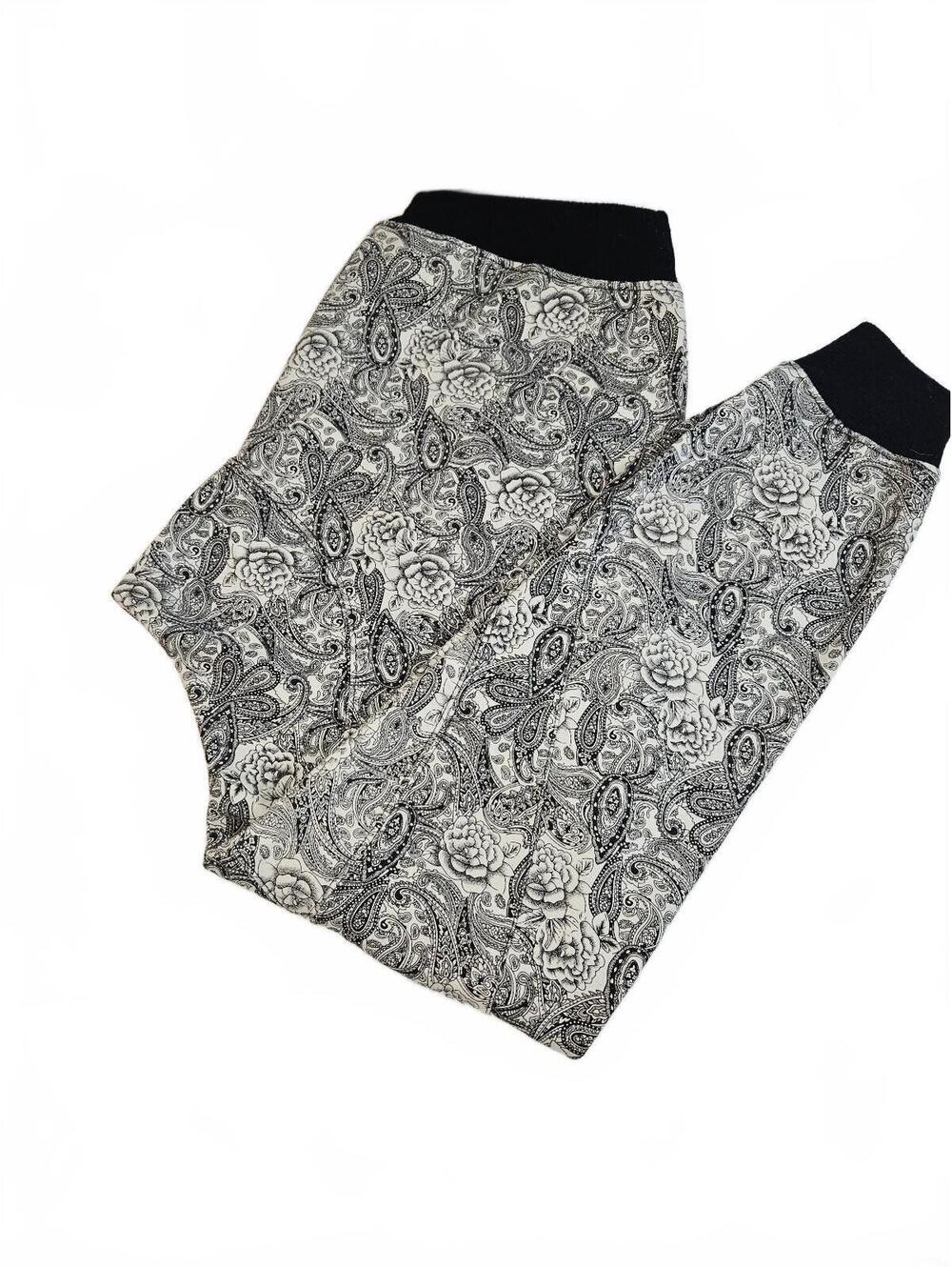 American Stitch XL Black and White Floral Paisley Print Jogger Sweatpants-Unisex